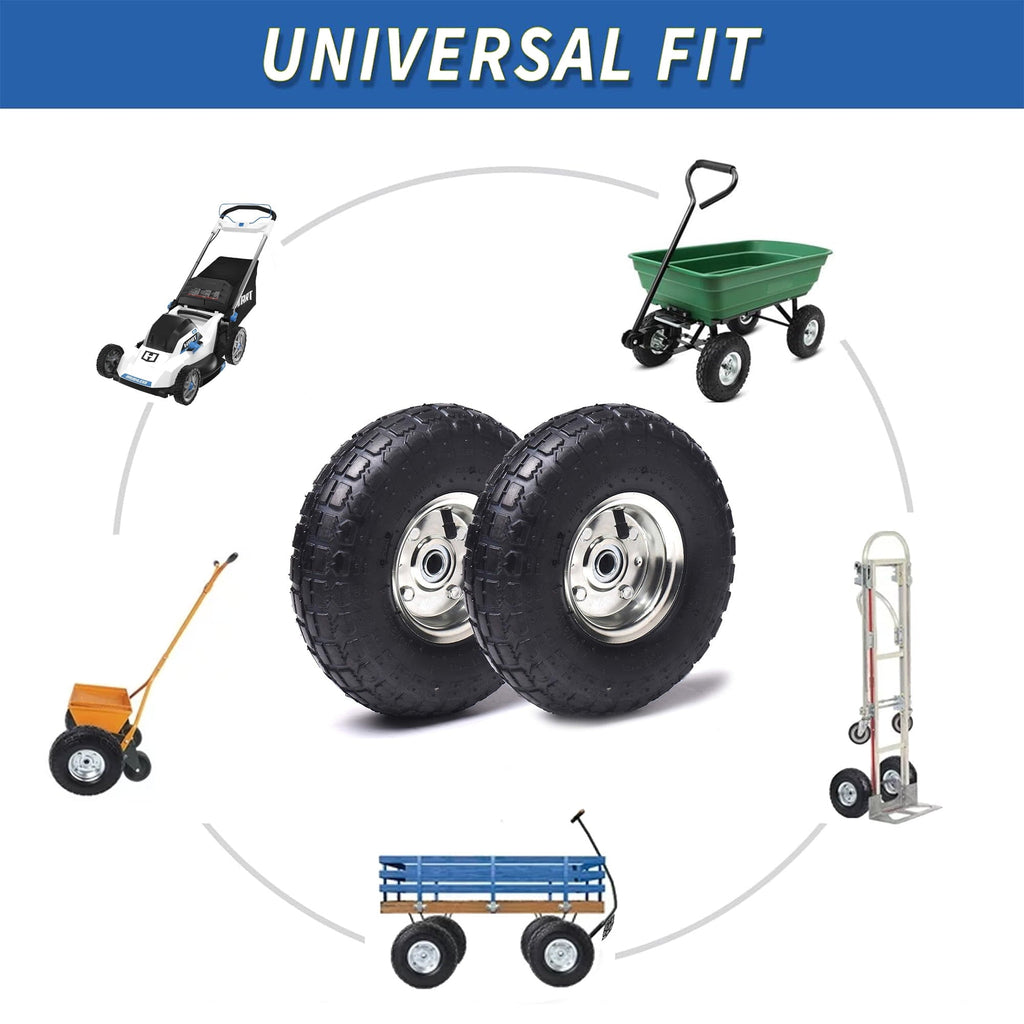 LotFancy 10 in Tire, 4.10/3.50-4 Solid Tyre Wheels Wear-Resistant Corrosion-Resistant for Hand Truck Gorilla Cart Garden Wagon Trolley Dolly Replacement Tire, 2 Pack