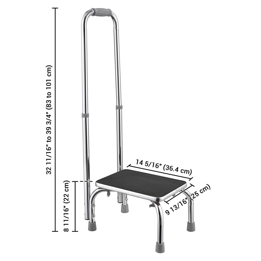 Yescom Medical Step Stool Non-Skid Steel Footstool with Handle Support for Seniors Kids