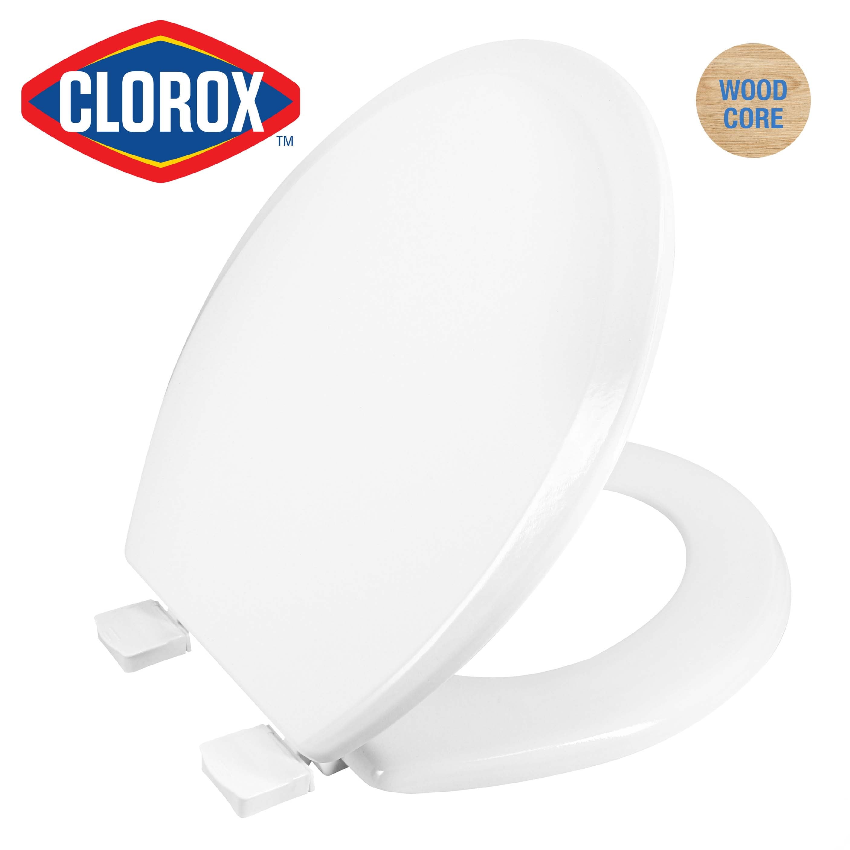 Clorox Antimicrobial Round Wood Toilet Seat with Easy-off Hinges