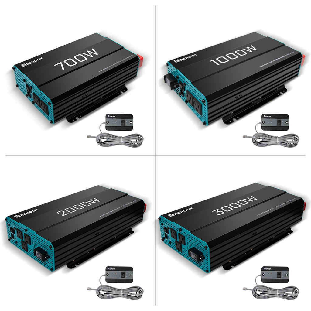Renogy 2000W Pure Sine Wave Inverter 12V DC to 120V AC Converter for Home, RV, Truck, Off-Grid Solar Power Inverter 12V to 110V with Built-in 5V/2.1A USB Port, AC Hardwire Port, Remote Controller