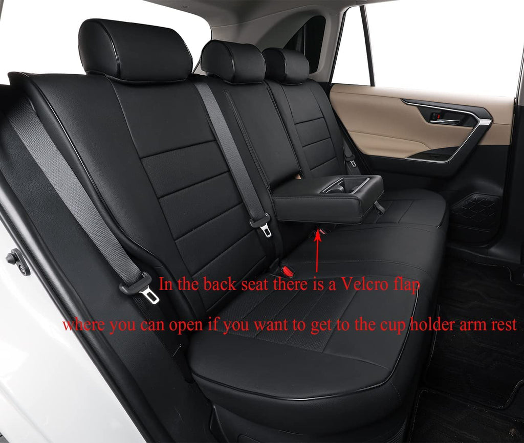 EKR Custom Fit RAV4 Car Seat Covers for Toyota RAV4 Prime,2022 2023 SE Hybrid,XSE Hybrid 2019-2023 - Full Set,Leather (Black)