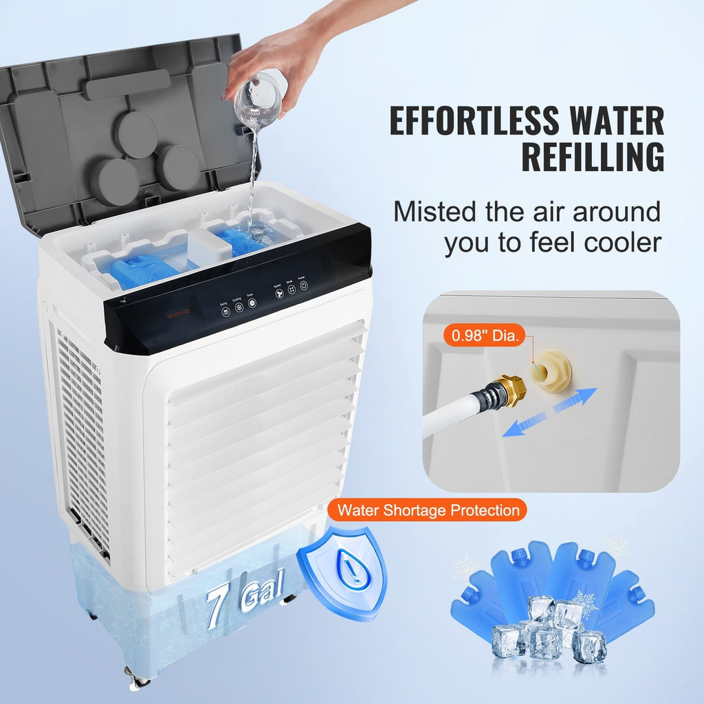 BENTISM Evaporative Cooler Swamp Cooler 3-in-1 2100 CFM 7 Gal 12h Timer Air Humidifier