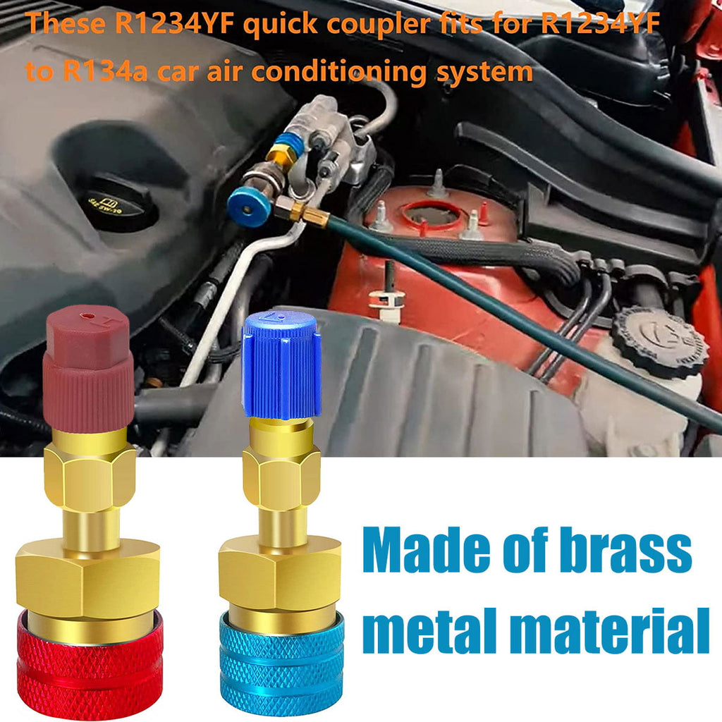 Welpettie 2pcs Quick Couplers Connectors Adapters R1234YF to R134A High and Low Side Quick Coupler R12 to R134A Adapter Fitting Connector for Car Air Conditioning AC Charging
