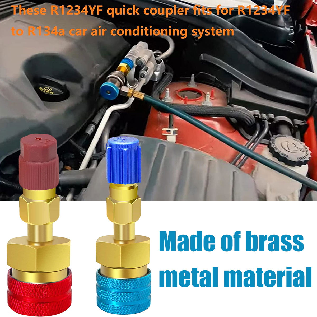 Welpettie 2pcs Quick Couplers Connectors Adapters R1234YF to R134A High and Low Side Quick Coupler R12 to R134A Adapter Fitting Connector for Car Air Conditioning AC Charging