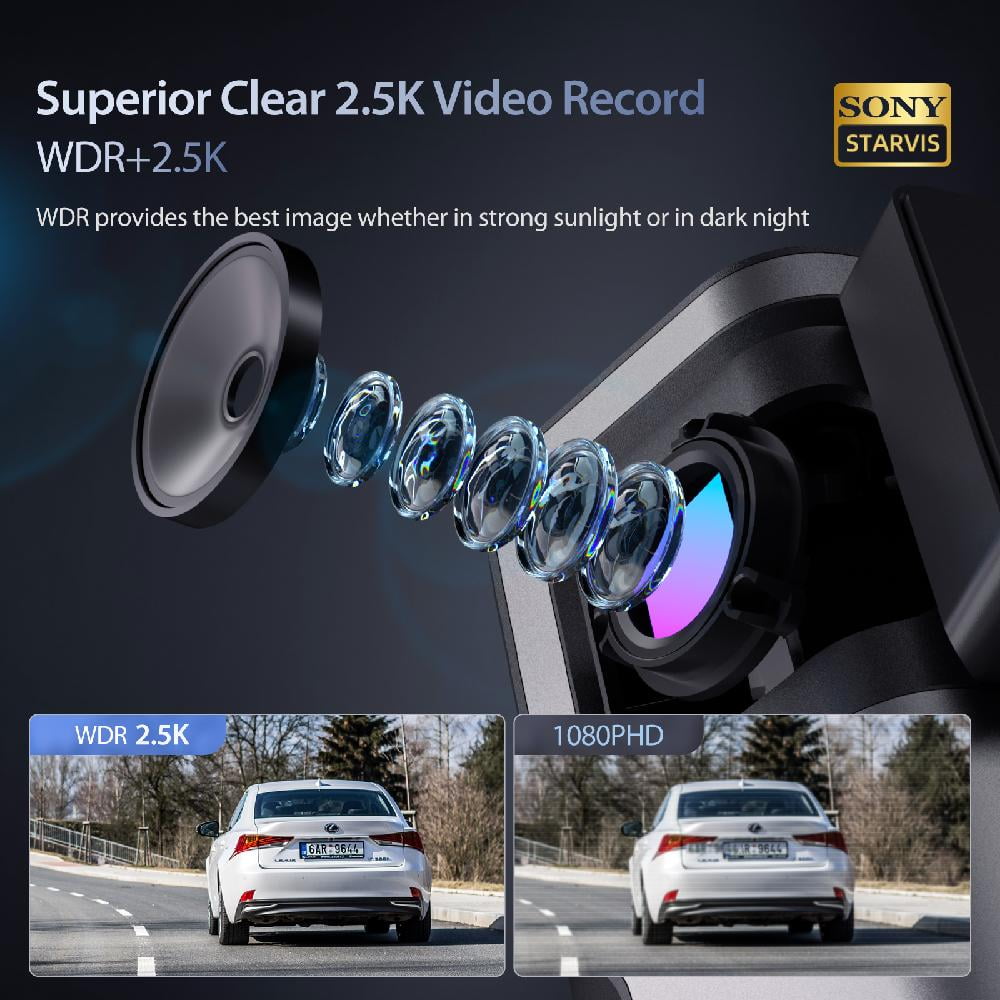 Ecomoment Car Dash Cam Front, Dash Cam for Cars, 2.5K Full HD Dashcam Camera with Night Vision, Loop Recording, G-Sensor,Parking Mode, 160° Wide Angle FOV, WDR,Support 128GB Max，Black
