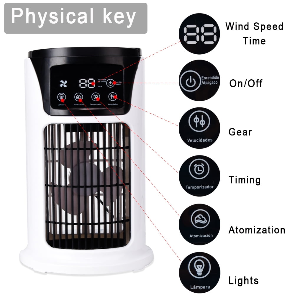 KIZOCAY Portable air conditioner with 6 air speeds, 60° & 120° automatic oscillating evaporative air conditioning fan, quite air cooler humidifier, suitable for home office outdoor, white