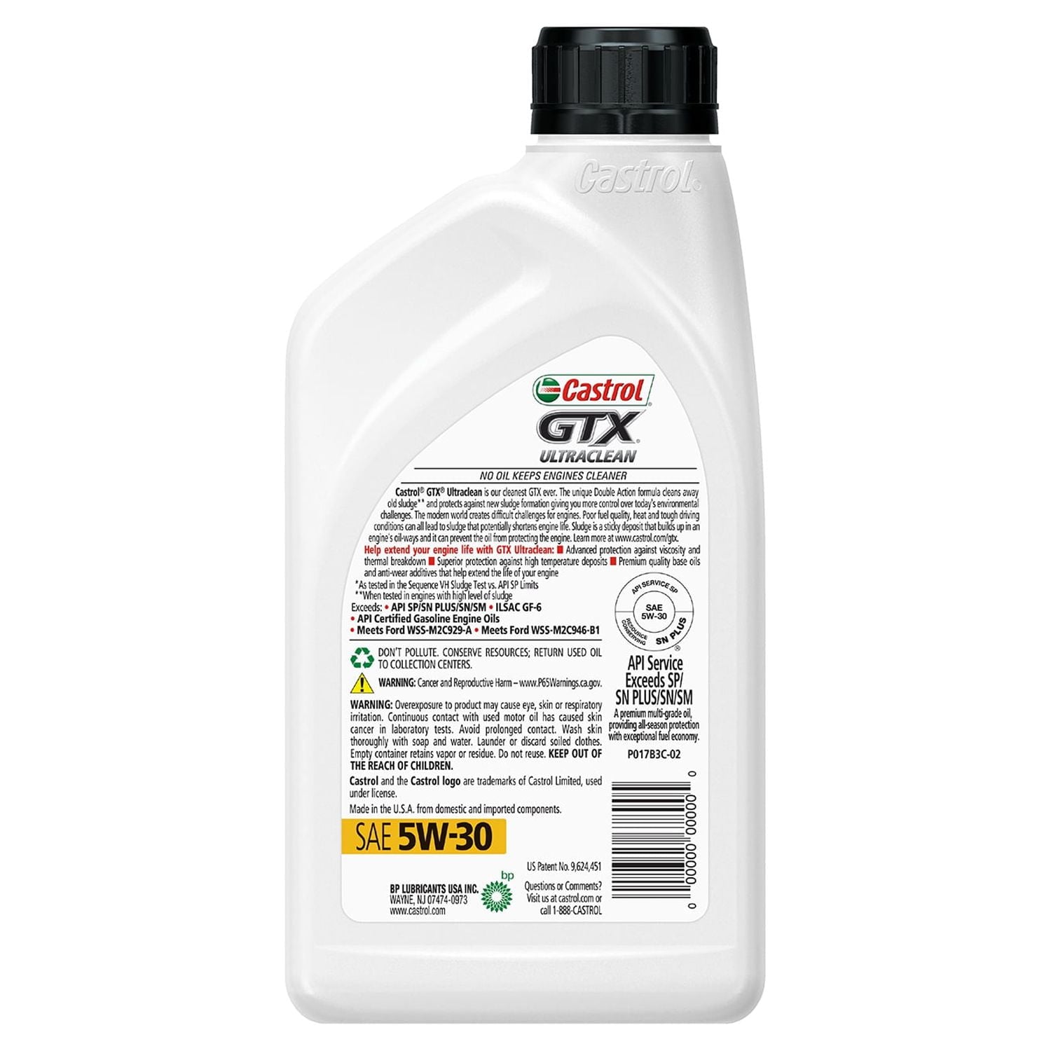 Castrol GTX Ultraclean 5W-30 Synthetic Blend Motor Oil, 1 Quart