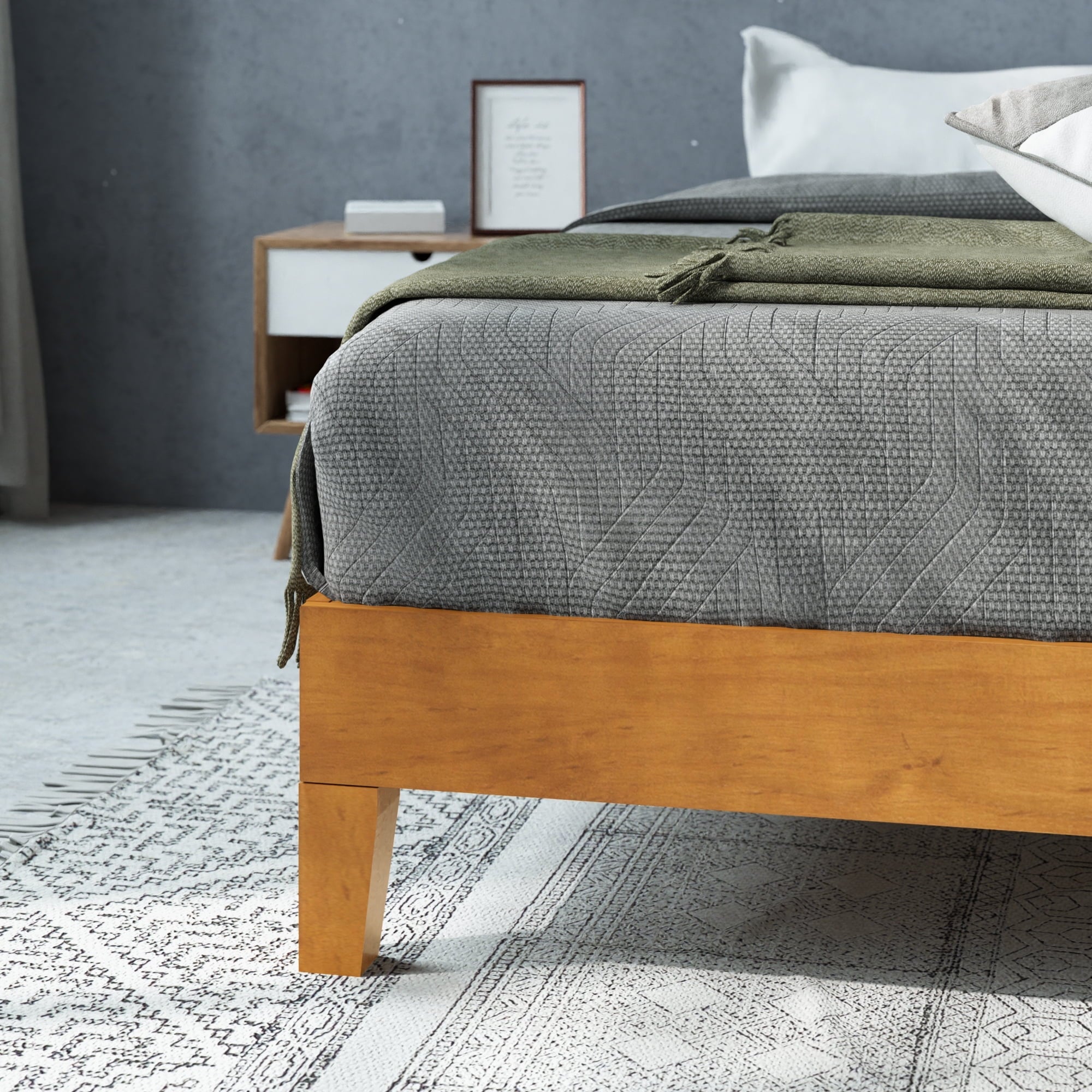 Zinus Alexia 12" Deluxe Wood Platform Bed Frame, Rustic Pine, Queen