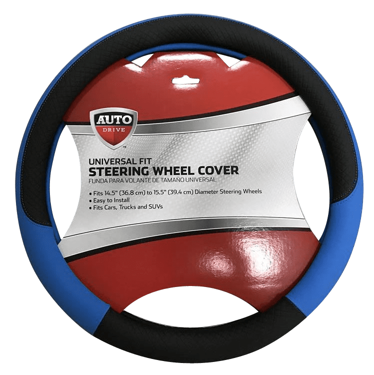 Auto Drive 1 Piece Steering Wheel Cover Racer Blue, Universal Fit