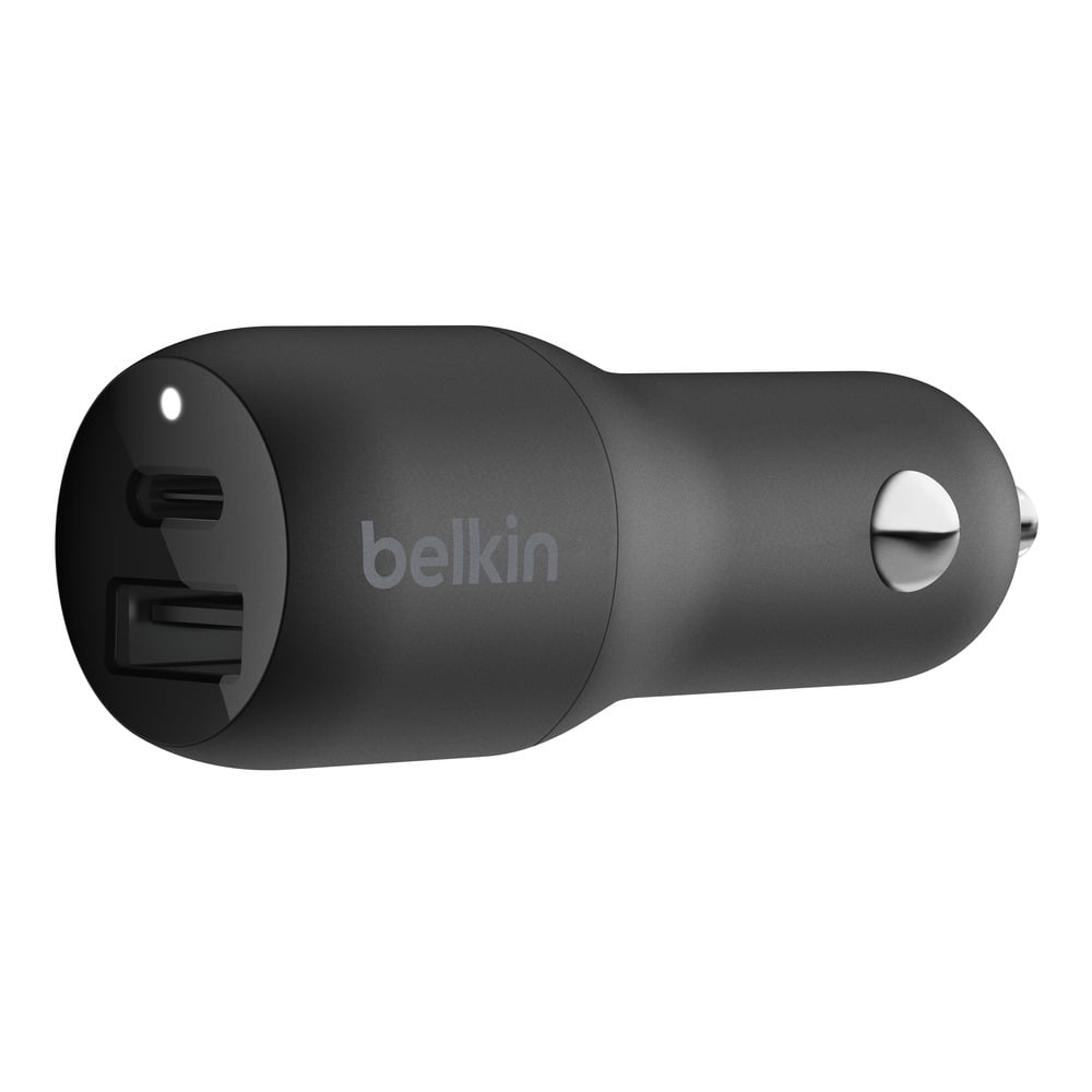 Belkin BOOSTCHARGE 24W Dual-Port USB-A Car Charger + USB C to USB-A Cable, 5ft