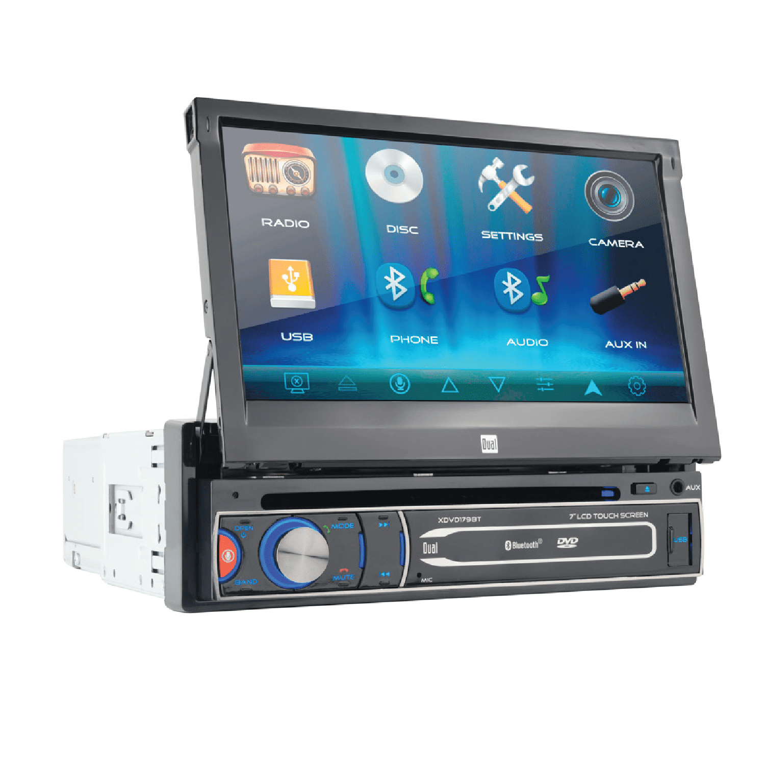 Dual Electronics XDVD179BT 7 Inch Single DIN Car Stereo, Motorized Touch Screen, CD/DVD