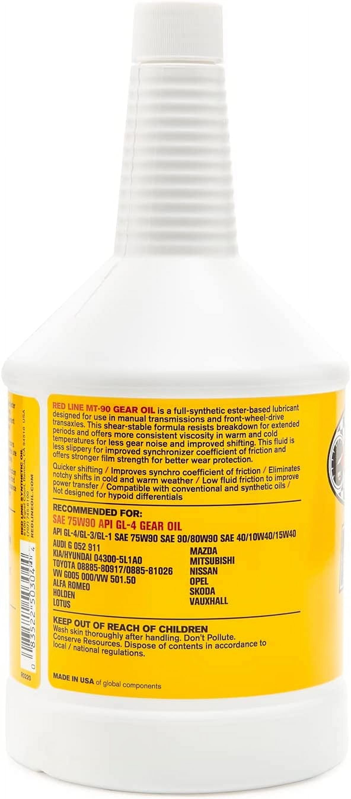 Red Line MT-90-2PK GL-4 Manual Transmission Gear Oil - 1 Quart Pack of 2
