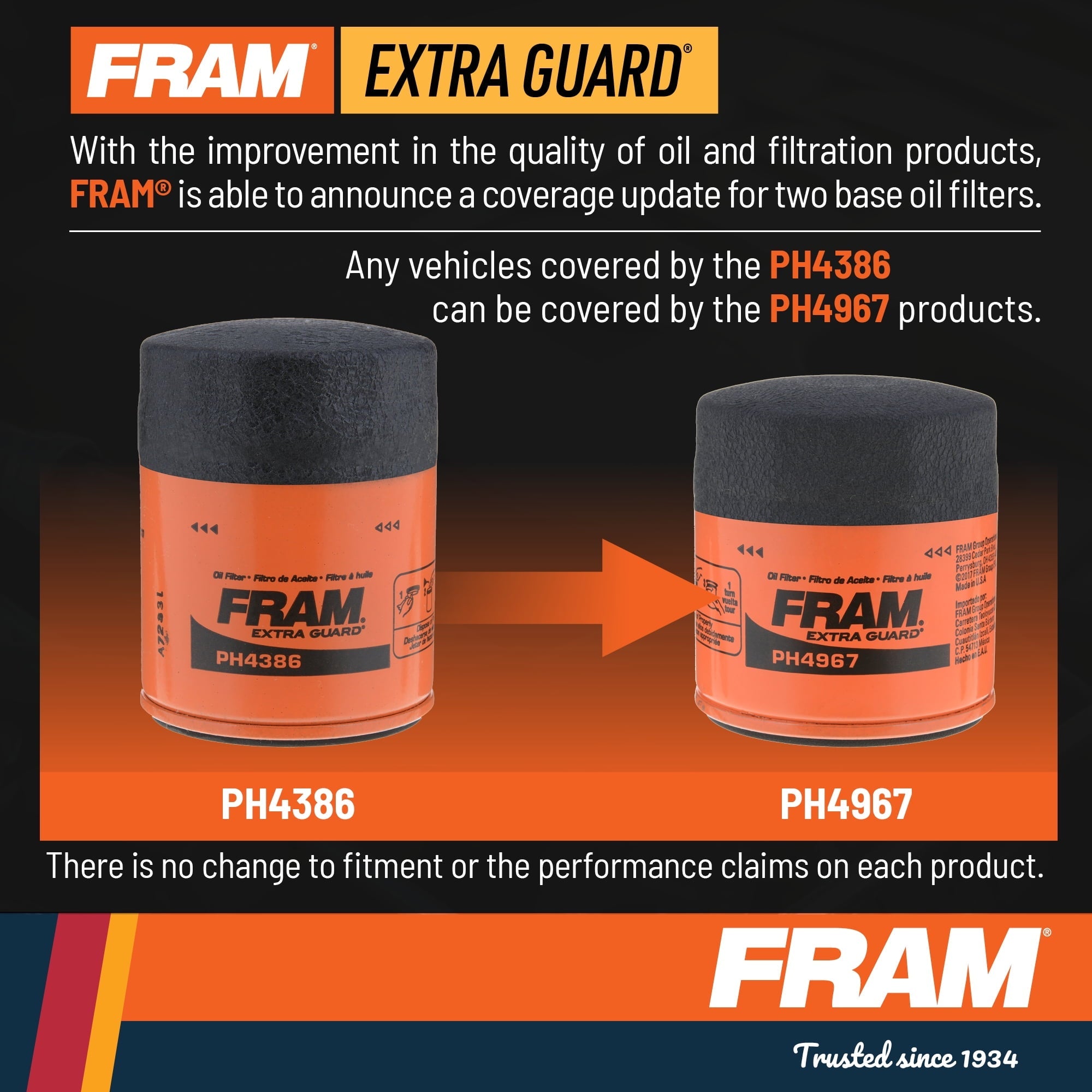 FRAM Extra Guard Oil Filter, PH4967, 10K mile Filter for Lexus, Nissan, Scion, Suzuki, and Toyota Fits select: 2018-2023 TOYOTA RAV4, 2018-2023 TOYOTA CAMRY