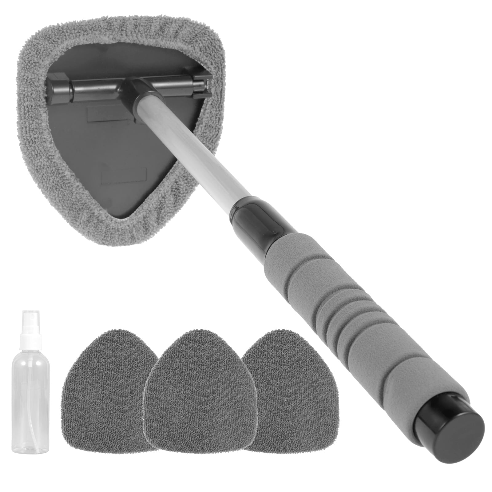 CIVG Windshield Cleaner Microfiber Car Window Cleaner with 4 Reusable and Washable Pads Extendable Handle and Spray Bottle Auto Interior Exterior Glass Wiper Car Window Cleaning Tool Kit