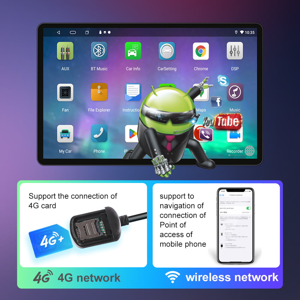 13.3 Inch Car Stereo Radio Android 12 Touch Screen 1DIN Carplay GPS Wifi 2+32G+AHDCAM