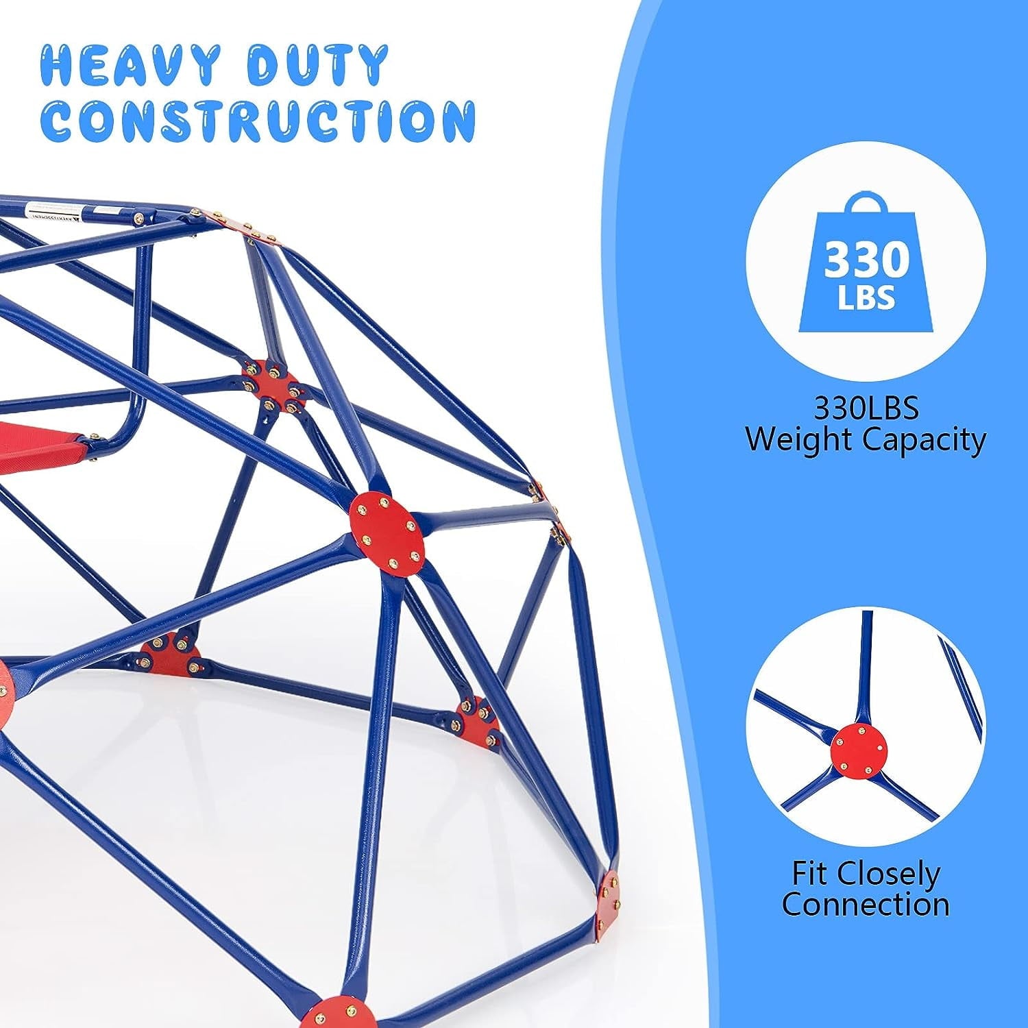 OLAKIDS Climbing Dome with Slide, Kids Outdoor Jungle Gym Geodesic Climber, Steel Frame, 8FT Climb Structure Backyard Playground Center Equipment for Toddlers 3-8