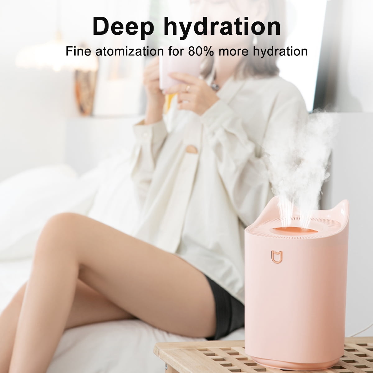 Durcord 3.3L Humidifier for Room,Ultrasonic Cold Mist Air Humidifier for Bedroom with Colorful Cat LED Light,Up to 48 hour Runtime,Pink
