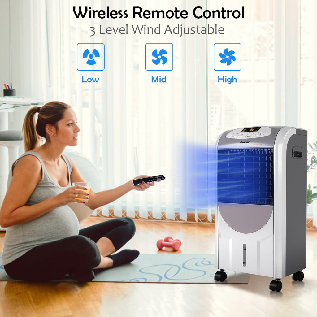 Costway Portable Air Cooler Fan & Heater Humidifier with Washable Filter Remote Control