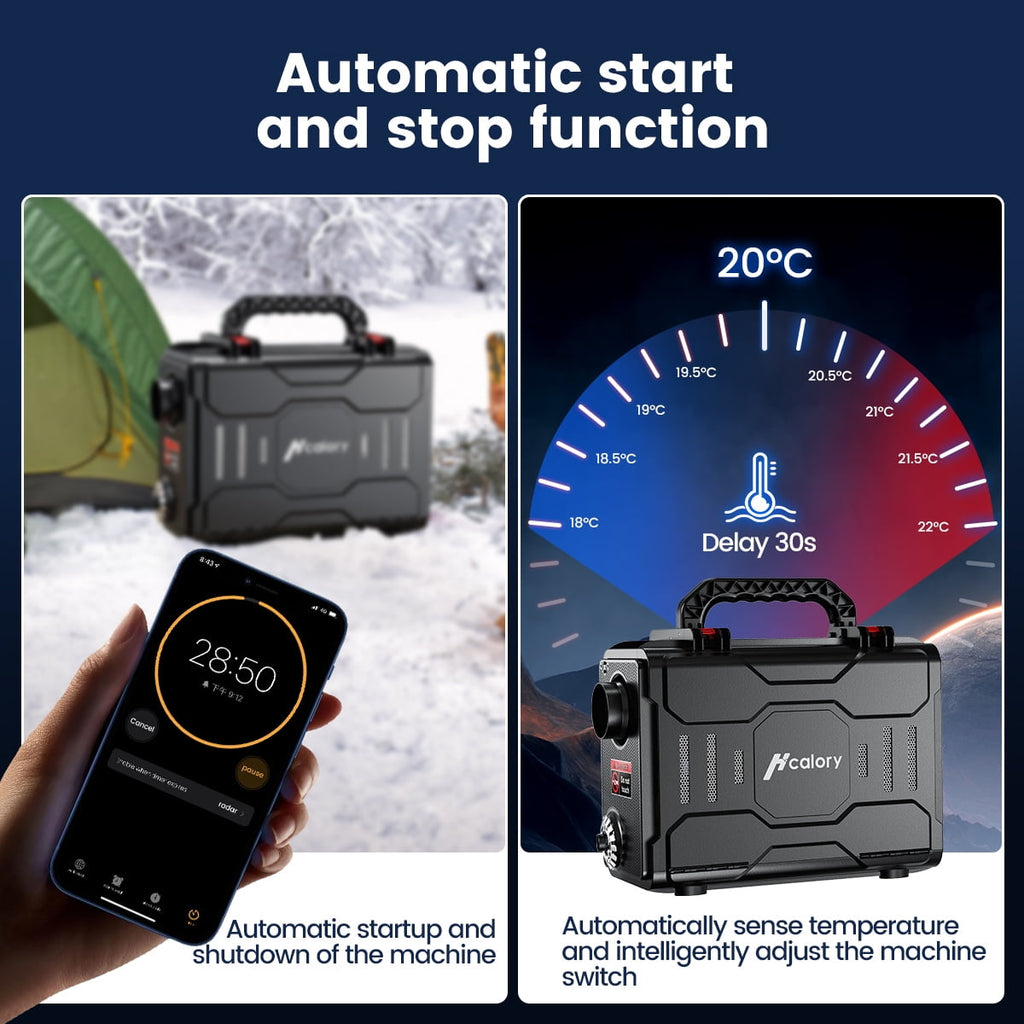 HCALORY Diesel Air Heater, 12V 8KW All-In-One Portable Handheld Toolbox with Bluetooth APP Control and LCD Monitor for Car Trucks Boat Bus RV Trailer Motor-Homes and Camper, Black