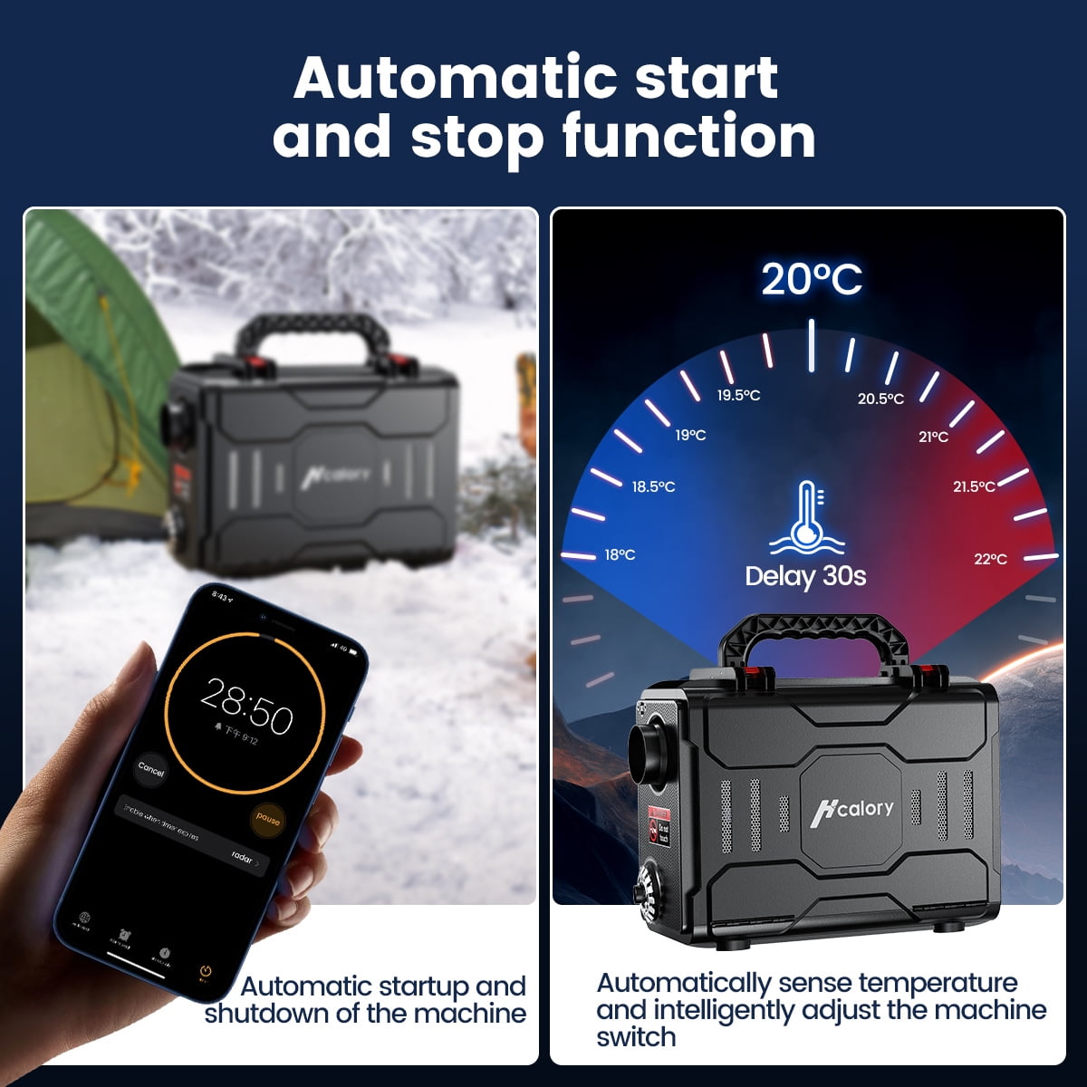 HCALORY Diesel Air Heater, 12V 8KW All-In-One Portable Handheld Toolbox with Bluetooth APP Control and LCD Monitor for Car Trucks Boat Bus RV Trailer Motor-Homes and Camper, Black