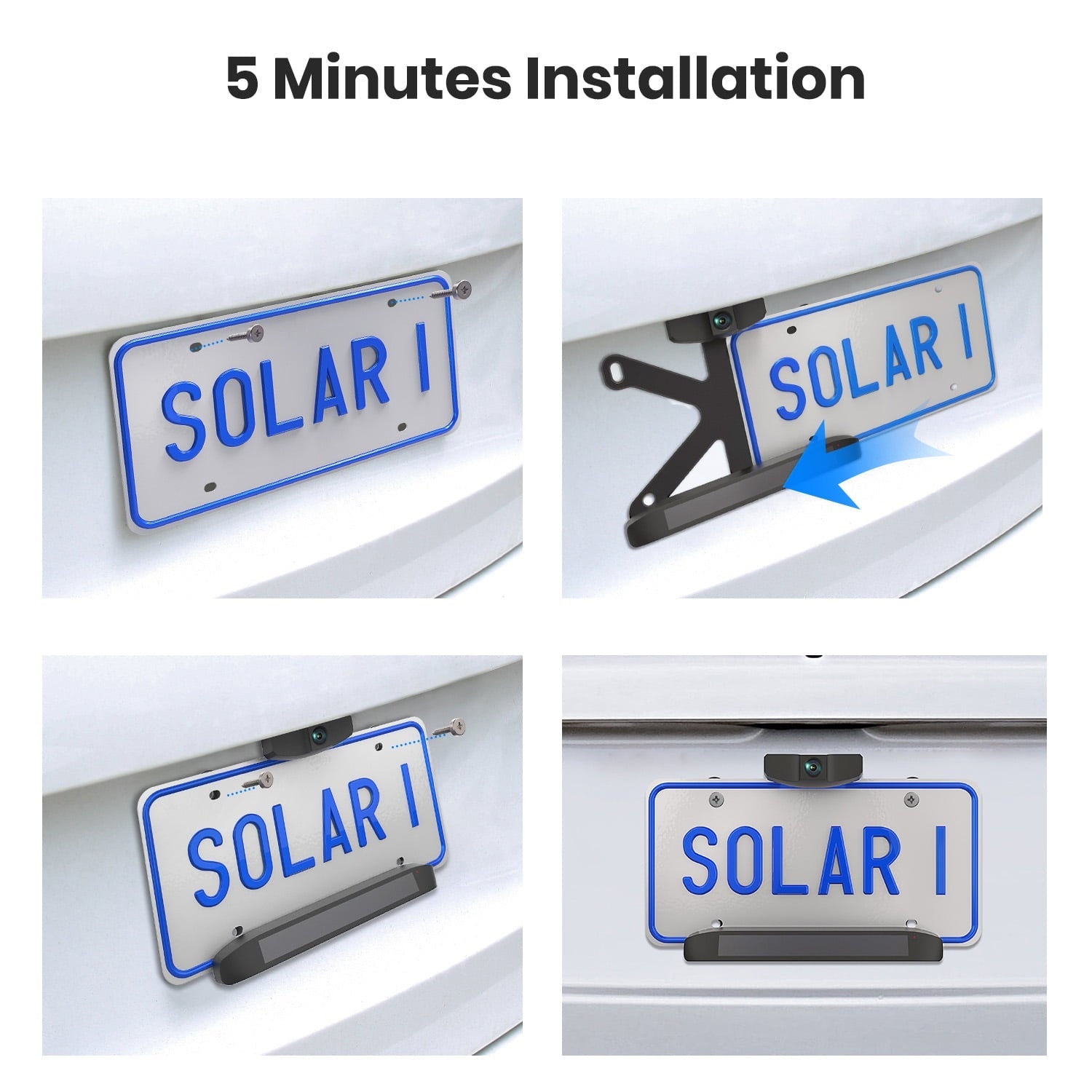 Solar Wireless Backup Camera with 5 Inch HD Monitor, Solar Powered Reverse Camera Suitable for Traveling Campers, Trailer Trucks Rear View Backup Camera Easy Installation