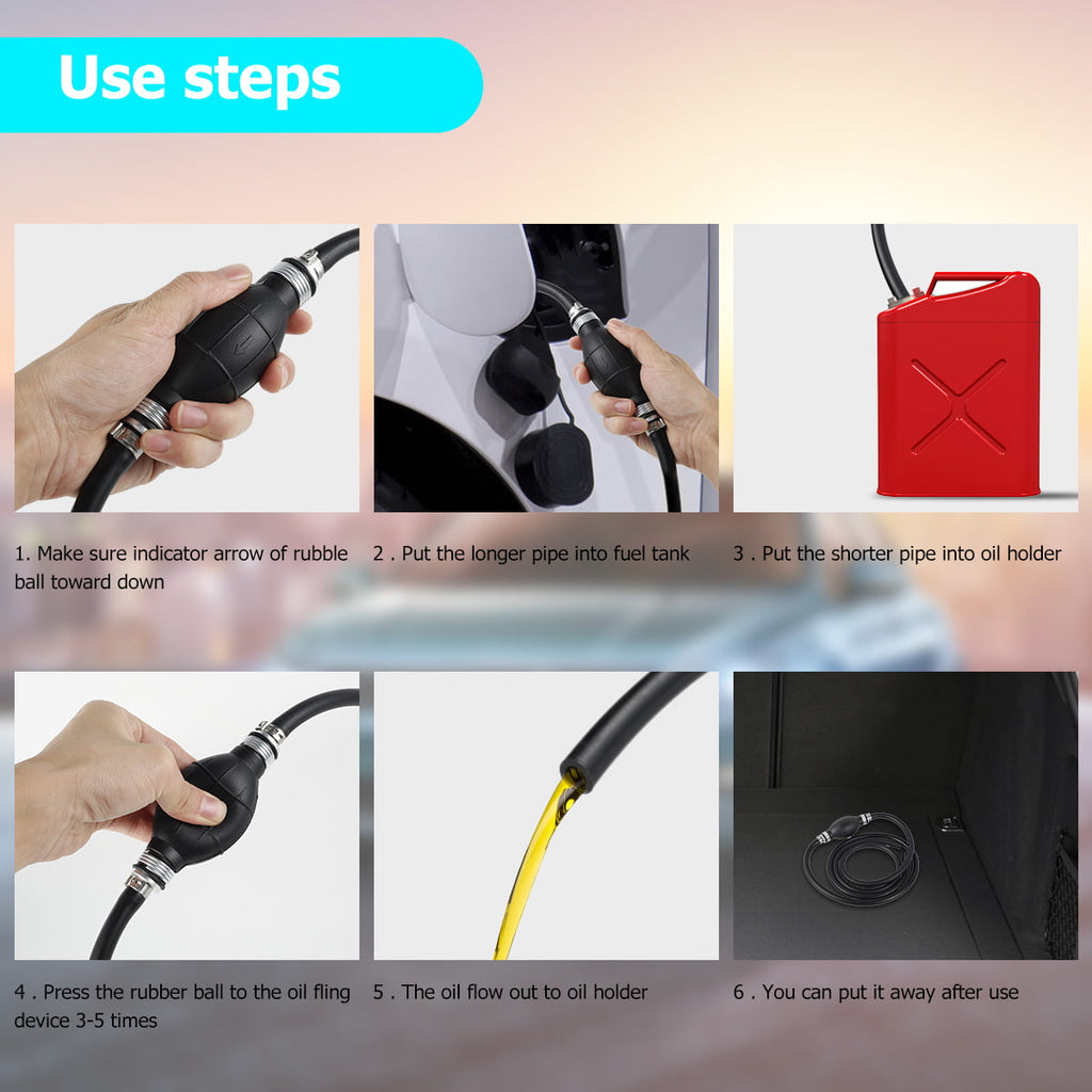 IXTIX Fuel Transfer Pump Manual Suction Pump Hand Water Transfer Pump with 8mm Soft Delivery Hose for Gasoline Diesel Fuel Liquid