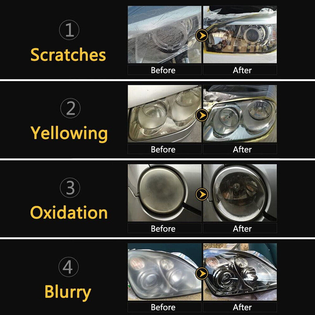 Heavy Duty Headlight Restoration Kit Car Lens Lamp Cleaning Sanding Repair Tools