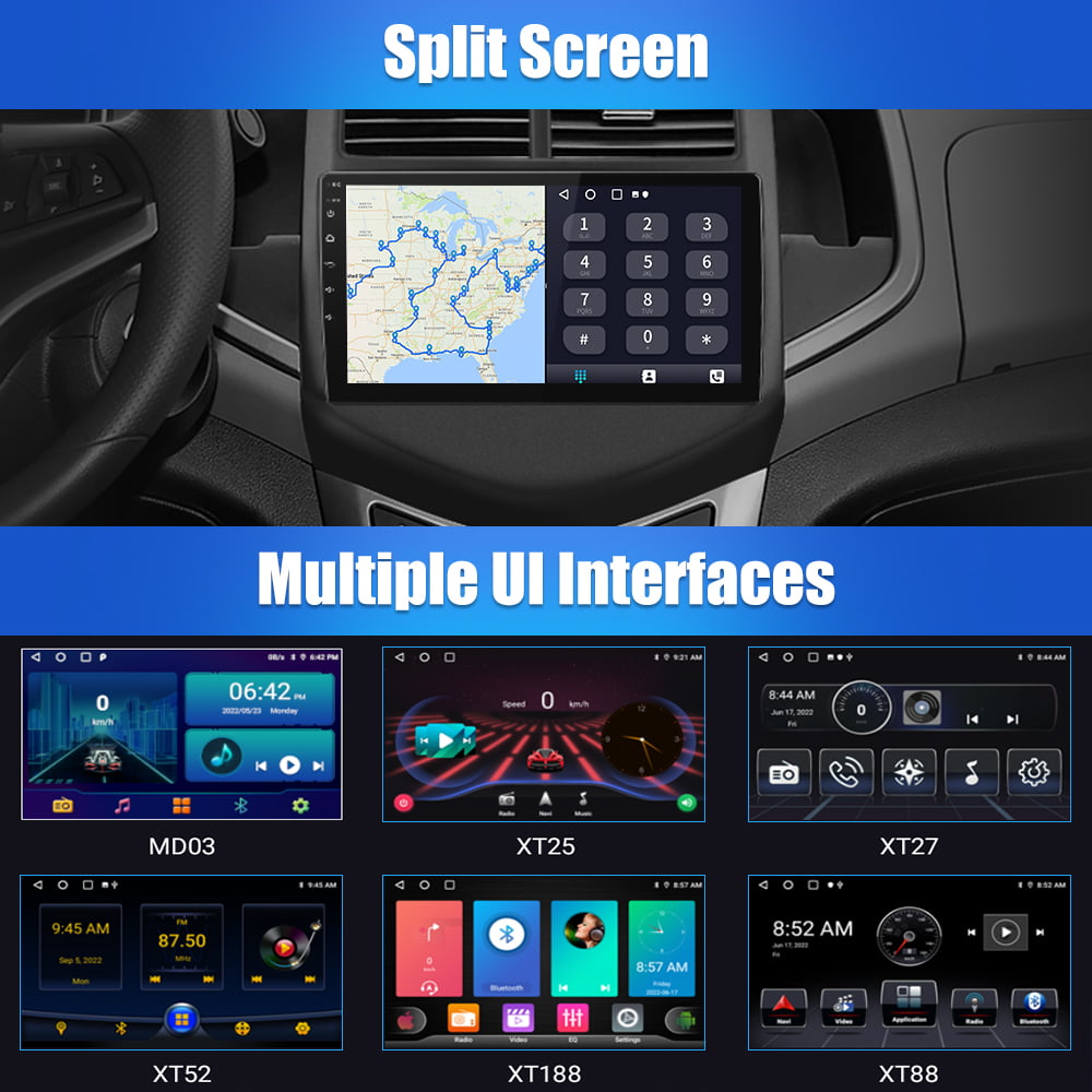 Awesafe 32G 9 inch Touch Screen Car Radio Stereo for Chevrolet Aveo Sonic 2011-2015 with Apple Carplay Android Auto HD WIFI GPS FM Bluetooth