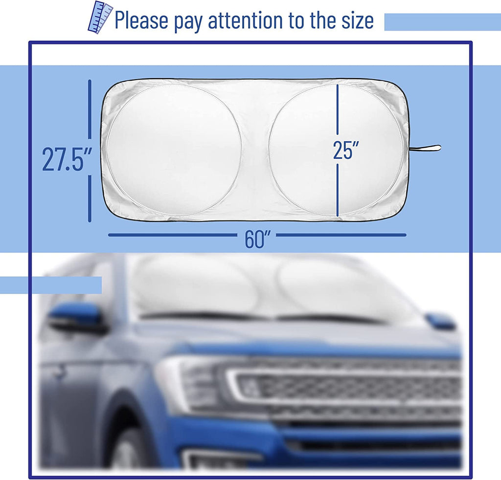 Mr. Pen- Windshield Sun Shade, 60” X 27.5”, UV Rays and Sun Heat Protection, Car Sun Shade Windshield, Sunshade for Car Windshield