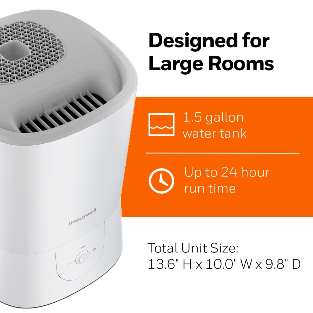 Honeywell 1.5 gal. 500 sq. ft. Filter Free Warm Mist Humidifier with Essential Oil Cup, White, HWM440W