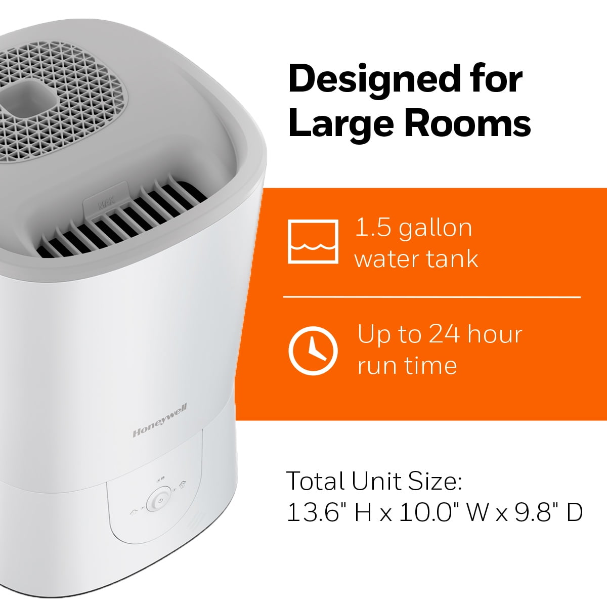 Honeywell 1.5 gal. 500 sq. ft. Filter Free Warm Mist Humidifier with Essential Oil Cup, White, HWM440W