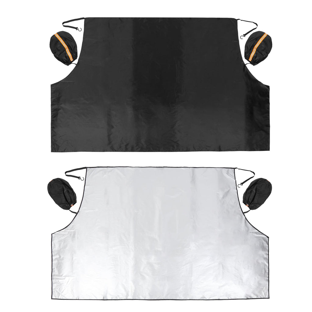 Strap Car Front Windshield Cover Snow Frost Freeze Sunshade with Rearview Mirror Protective Cover 85x50 Inches