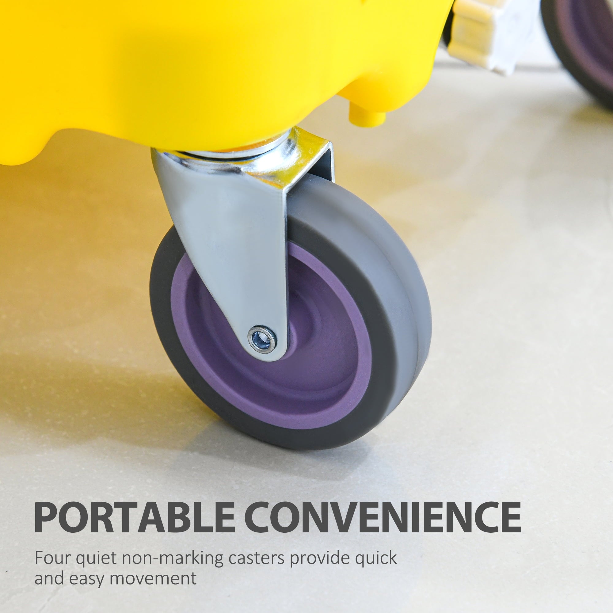 HOMCOM Residential Mop Bucket with Side Press Wringer and Wheels, Yellow