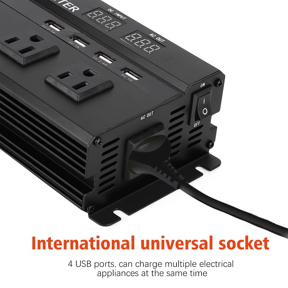 Inverter, DFITO 600W Car Power Inverter Dc 12V/24V to 110V Ac Converter, with 2 Dual Ac Outlet and 4 USB Car Charger for Camping/ Road Trips/ Outdoor Work