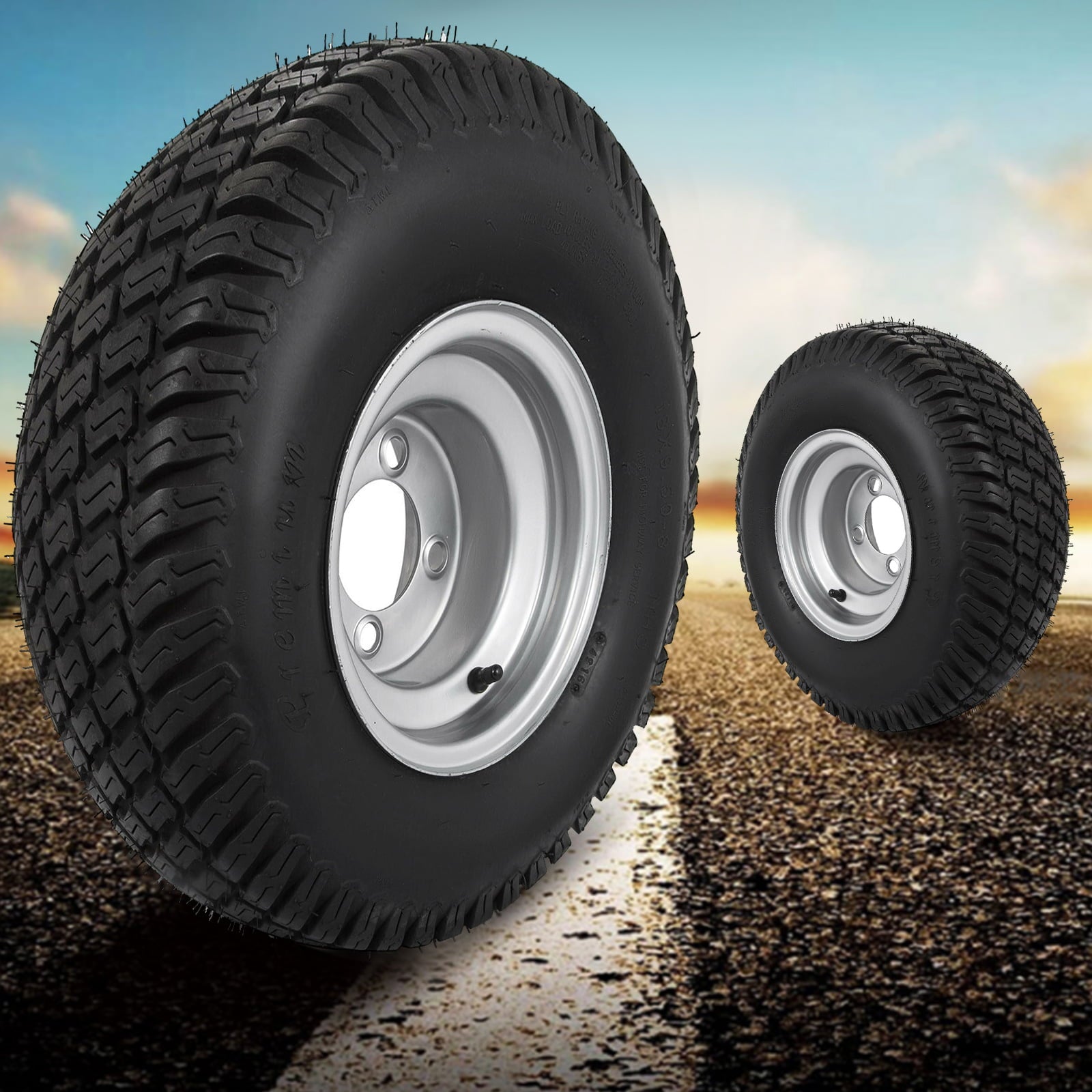 VEVOR Cart Go Kart 4 Ply Tires Rim Wheel Assembly 1040lb Capacity Cart Wheels 18X9.5-8 Golf Tires, Set of 2