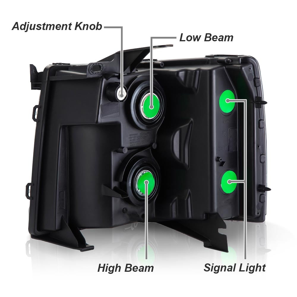 G-Plus LED DRL Headlights Fit for 2007-2014 Chevy Silverado 2500 3500 & HD Models/2007-2013 Chevy Silverado 1500 Bumper Headlamp