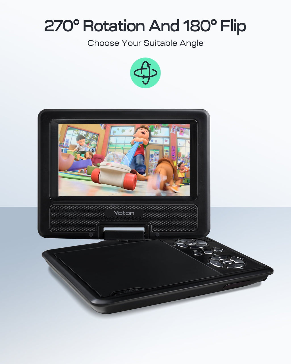 7.5'' Portable DVD Player for Car and Kids Support USB & SD Cards 5 Hours Internal Battery Car DVD Player with Car Charger, Black