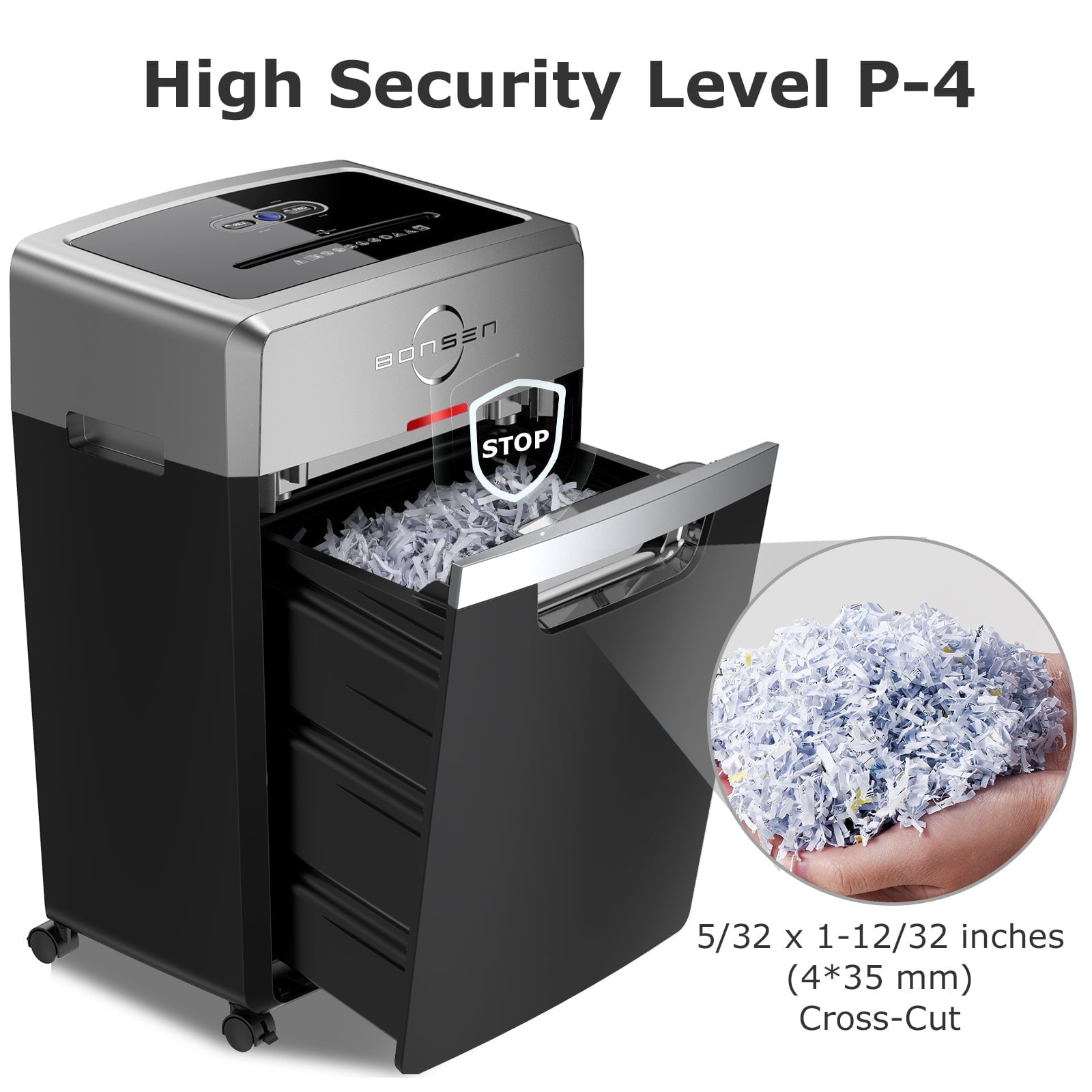 Bonsen 24 Sheet Heavy Duty Cross Cut Shredder for Office | Commercial Shredder with 9 Gallons Bin