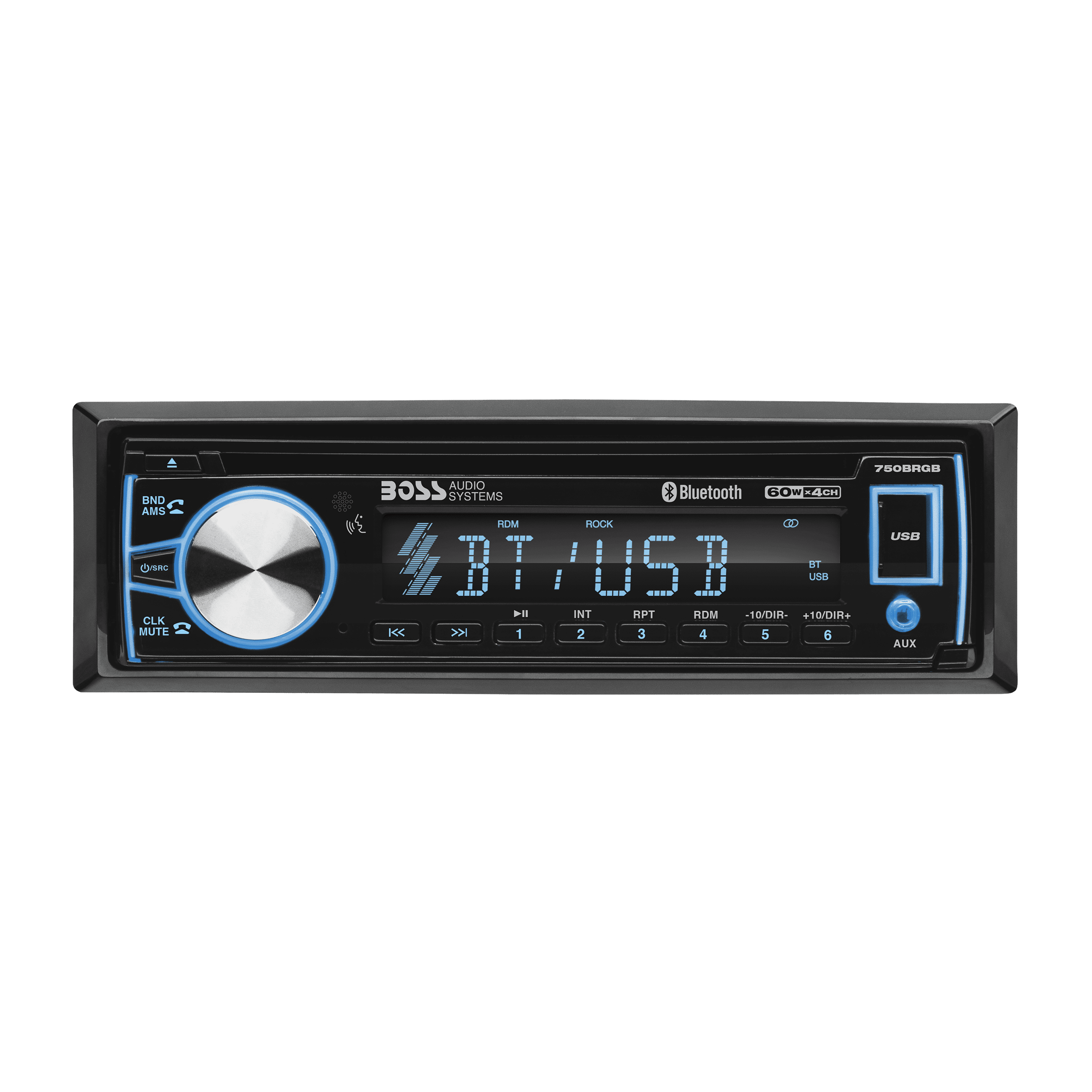BOSS Audio Systems 750BRGB Car Audio Stereo System - Single Din, Bluetooth Audio and Calling Head Unit, CD Player, USB, AUX Input, AM/FM Radio Receiver, Multi Color Illumination, Hook up to Amplifier