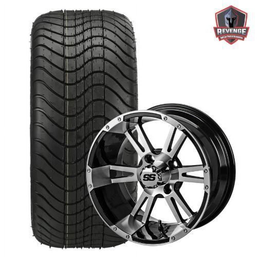 12" Raptor Machined Black Golf Cart Wheels and Tires Combo (215/40-12) Set of 4