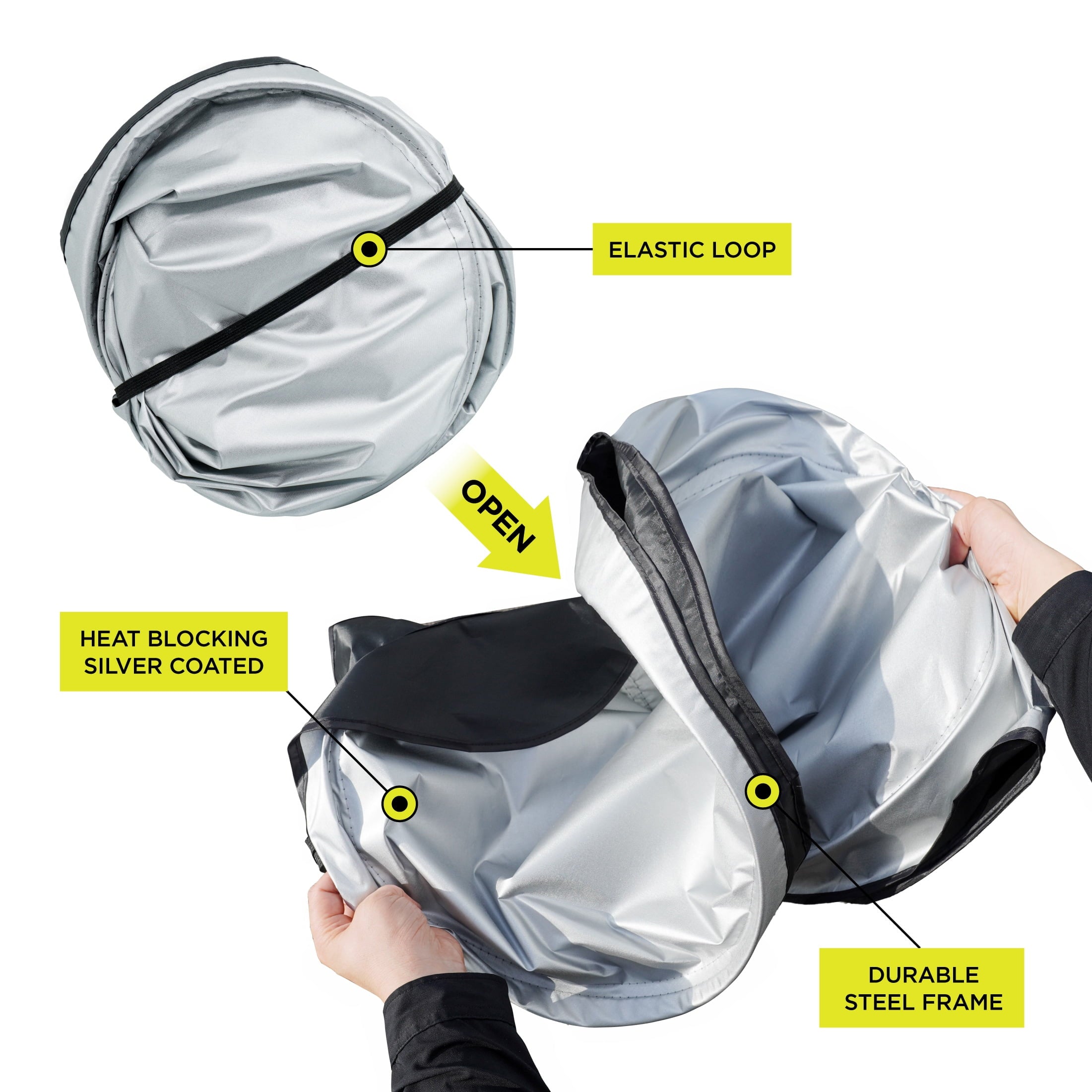 Auto Drive Double Rings Windshield AD22D-83 Twist Sun Shade 1 Pack, 63"x29.5"