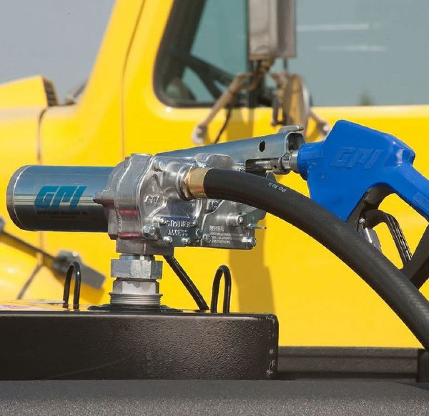 GPI - M-180S Fuel Transfer Pump, 18 GPM, 12-VDC, Automatic Shut-Off Nozzle, 12' Hose, 18' Power Cord, Adjustable Suction Pipe (110300-2)