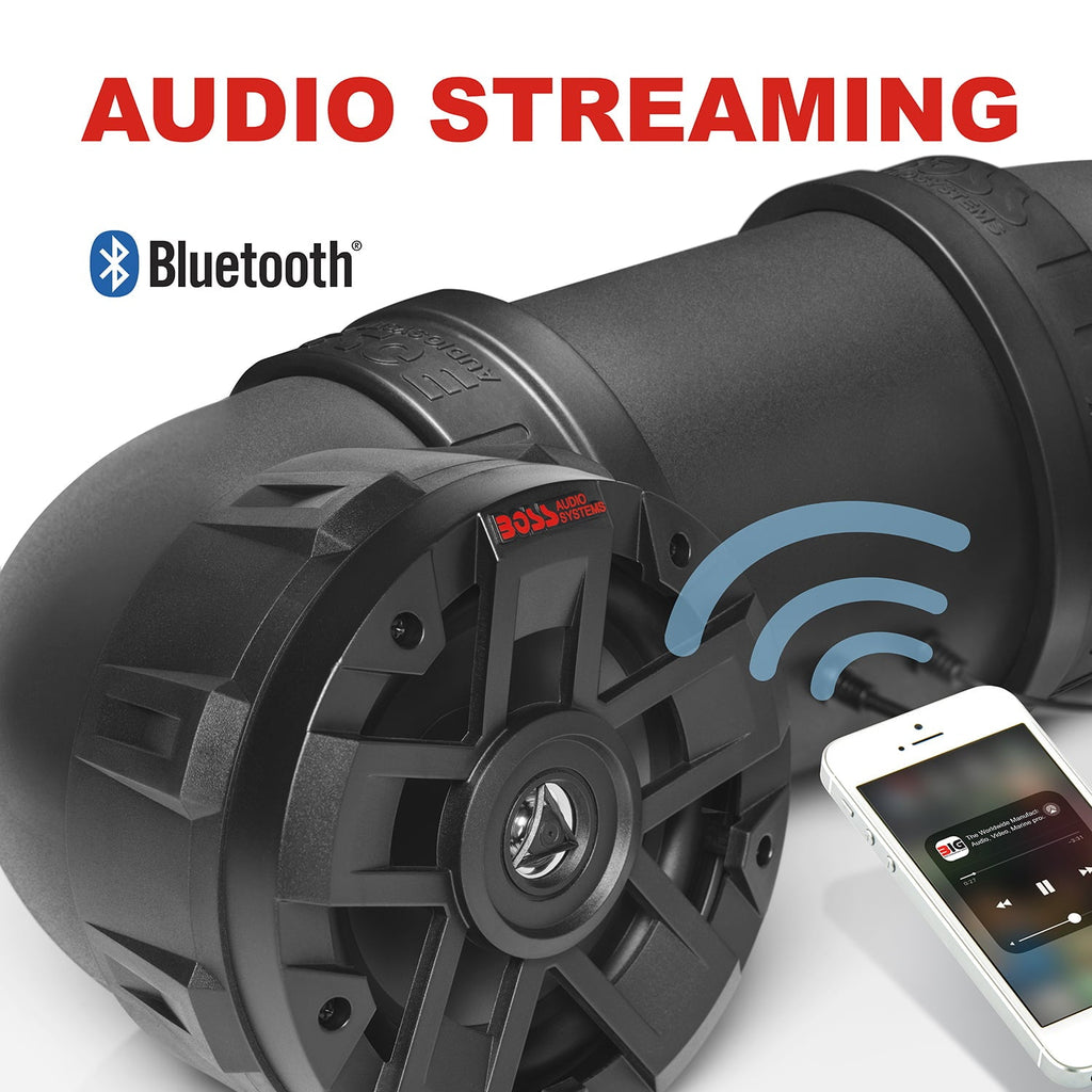 Restored BOSS Audio Systems ATV6.5B ATV UTV Weatherproof Sound System 6.5 Inch Speakers, 1 Inch Tweeters, Builtin Amplifier, Bluetooth, Easy Installation for 12V (Refurbished)