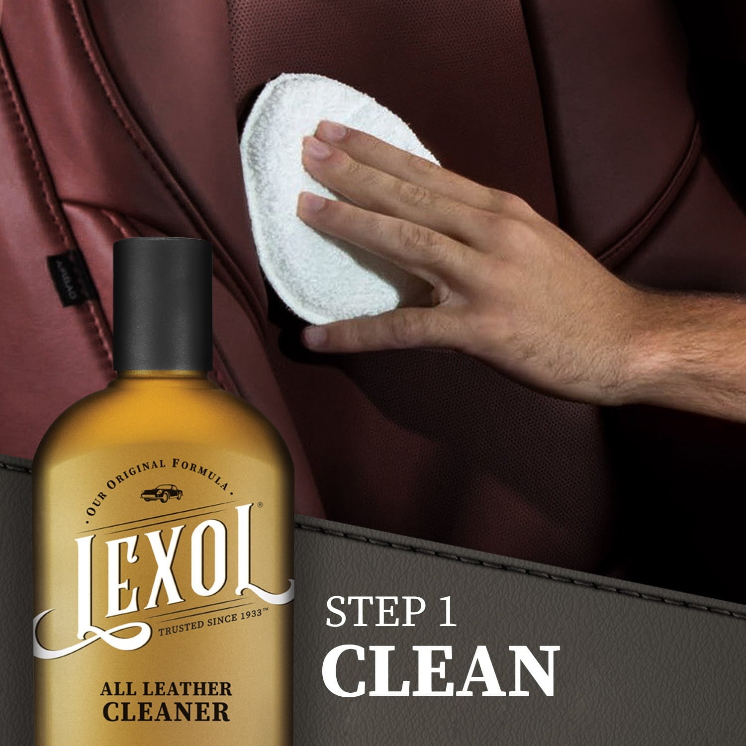 Lexol Complete 2-Step Leather Care Cleaner & Conditioner Kit with Applicator Sponges