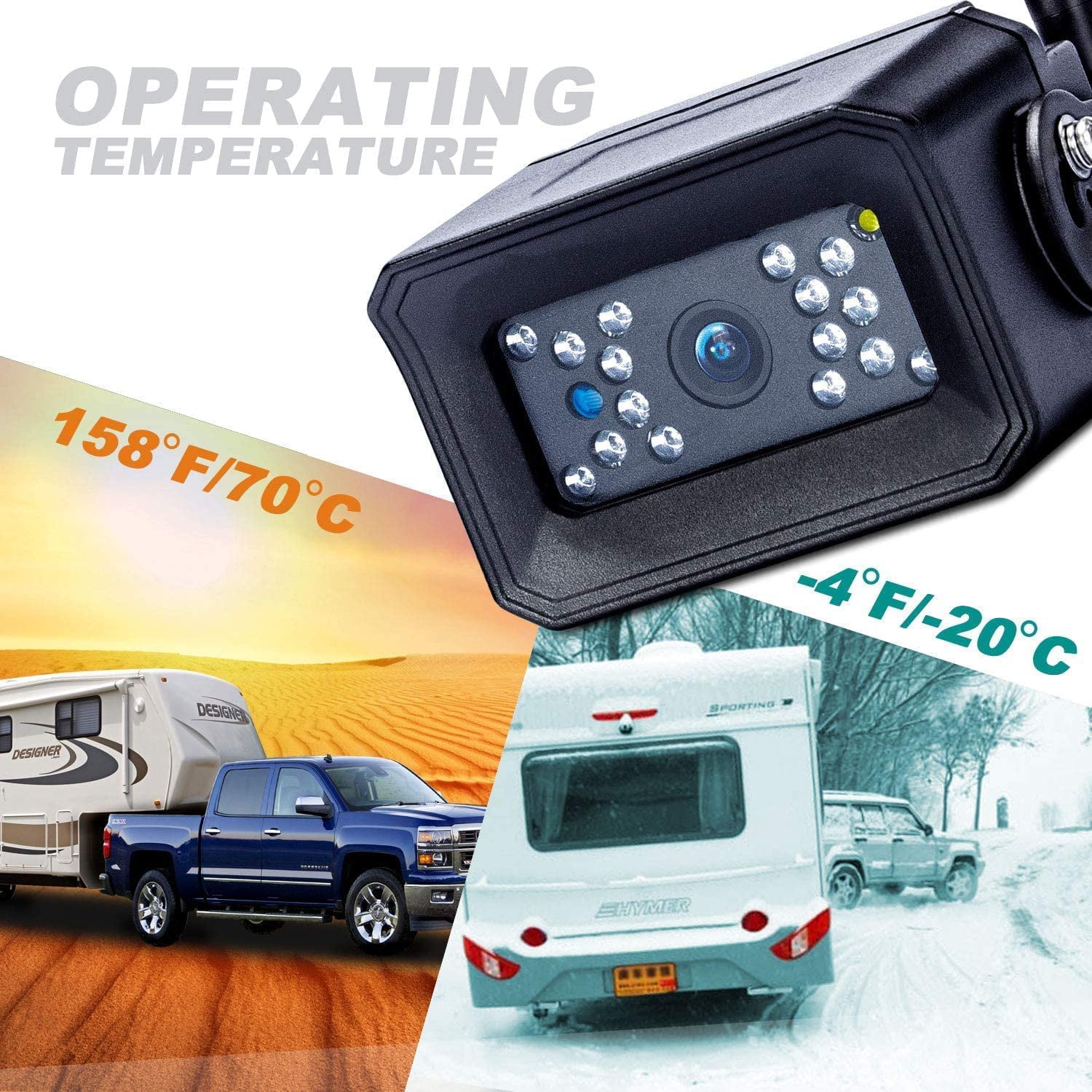 Bileeko RV Backup Camera System 7 inch Monitor Wireless Rear View Camera