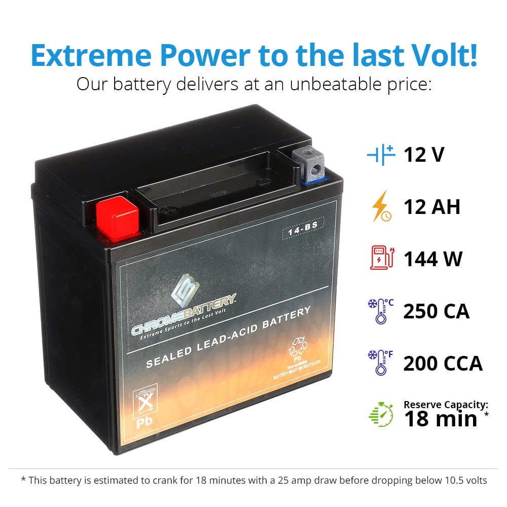 Atv Battery Ytx14-Bs For Honda Trx500Fa Fourtrax Rubicon 500Cc Years (2001-2014)