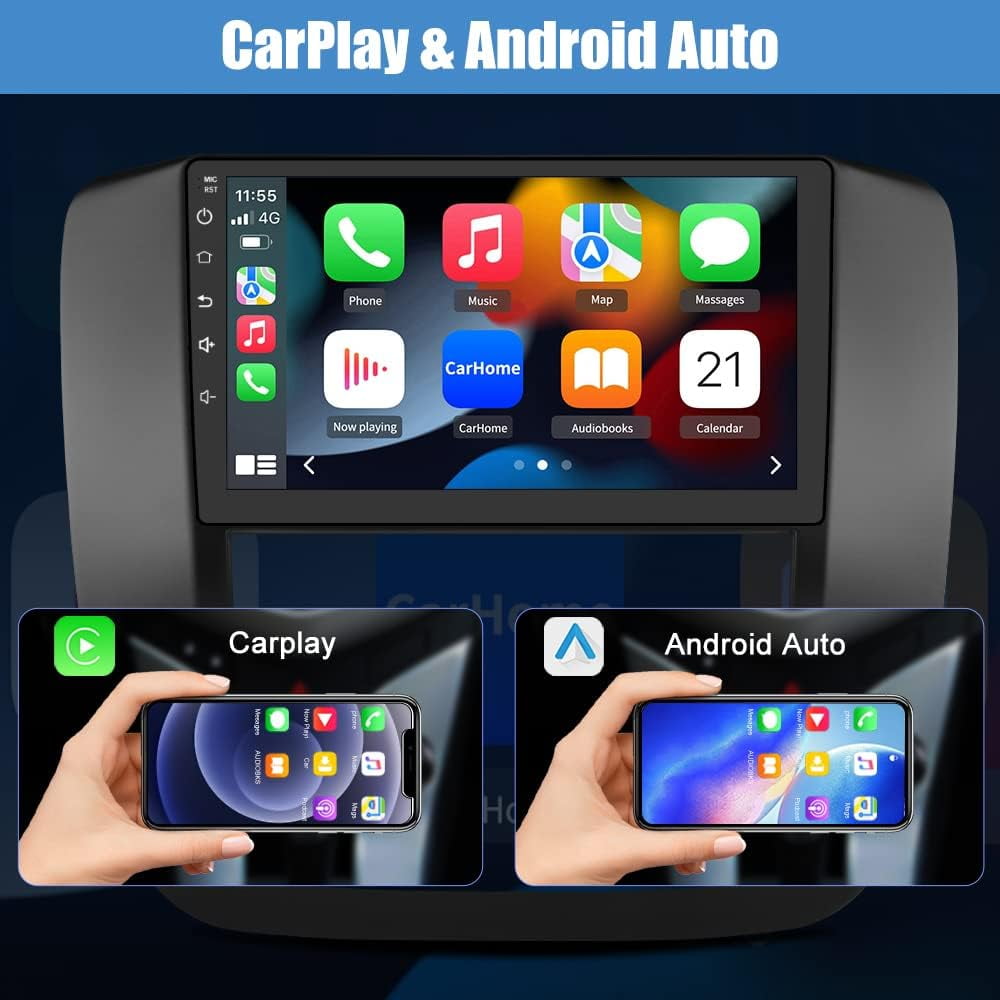 Car Radio Stereo for GMC Yukon Chevrolet Chevy Tahoe Suburban 2007-2012 with Built in wireless Apple CarPlay Andriod Auto Black