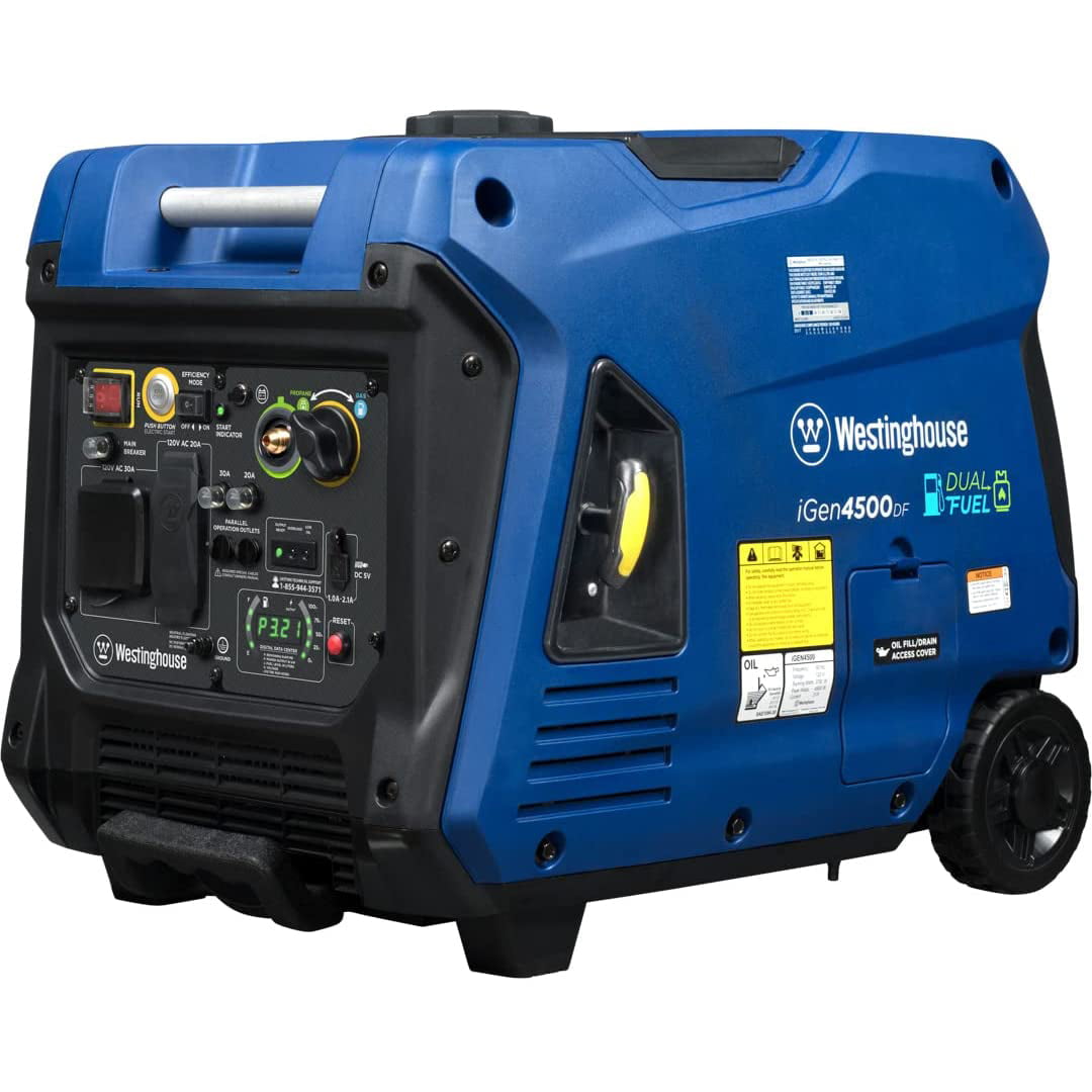 Westinghouse 4500 Peak Watt Electric Start Dual Fuel Portable Inverter Generator with RV Outlet
