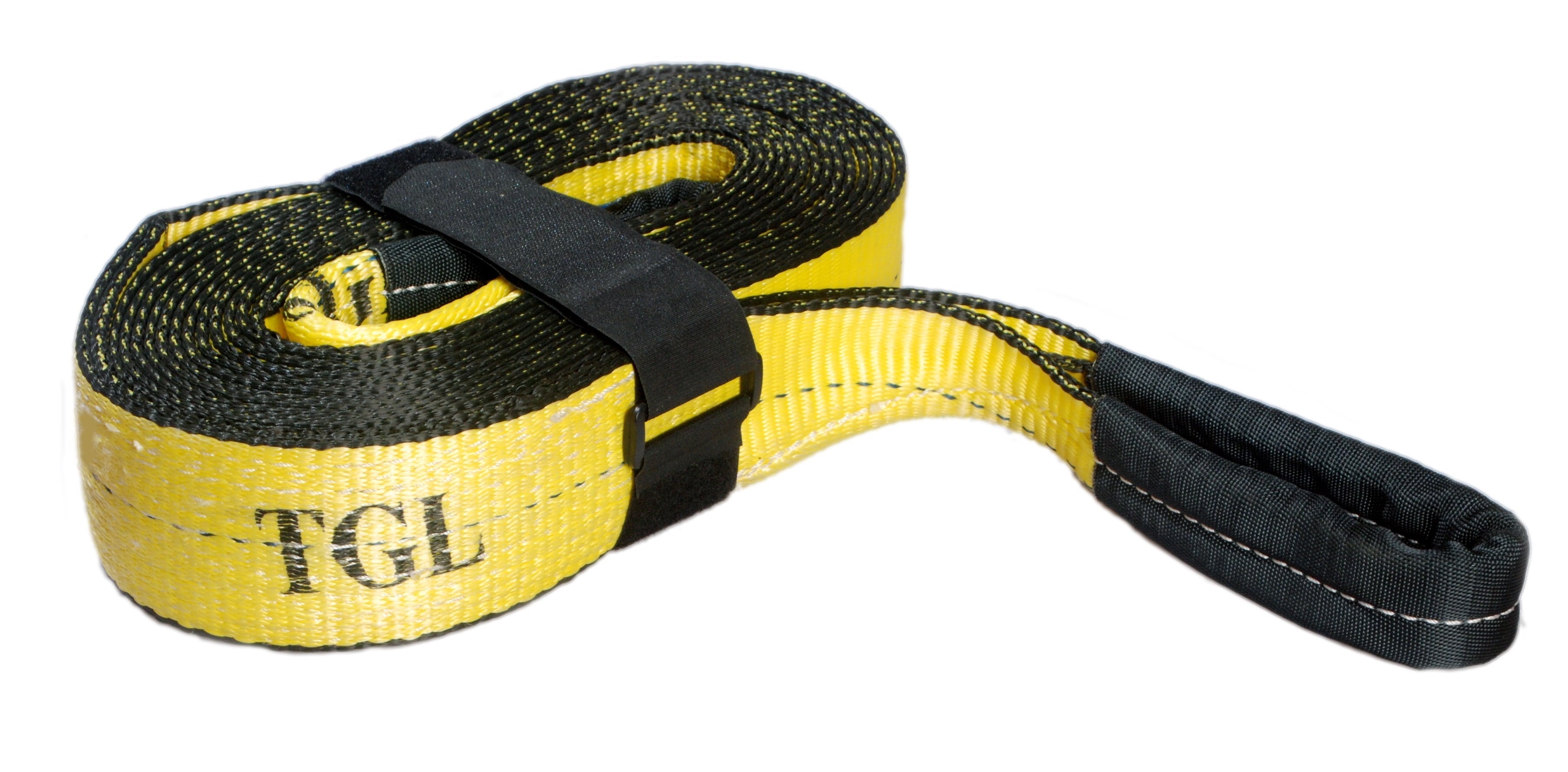 TGL 3 inch, 20 Foot Tow Strap, Polyester Material, 30,000 Pound Capacity with Reusable Storage Strap