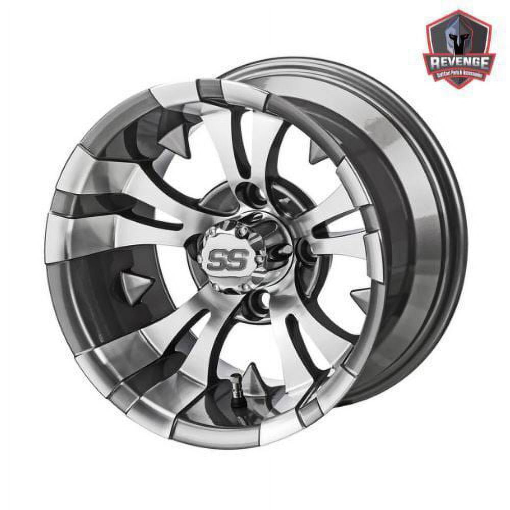 12" Gun Metal Gray Warlock Golf Cart Wheels on Tires Combo (20x10-12) Set of 4